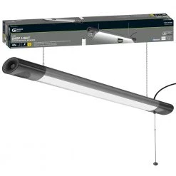 42 in. 64-Watt Equivalent Integrated LED Black Brushed Nickel Shop Light Bluetooth Speakers Workbench Garage 3600 Lumens by Commercial Electric