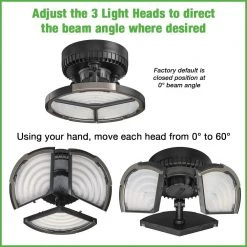 Spin Light 10 in. High Output 4000 Lumens Black LED Flush Mount Ceiling Light with 3 Adjustable Heads 5000K by Commercial Electric -OCTO LIGHTS Shop black commercial electric flush mount lights 56566161 40 1000