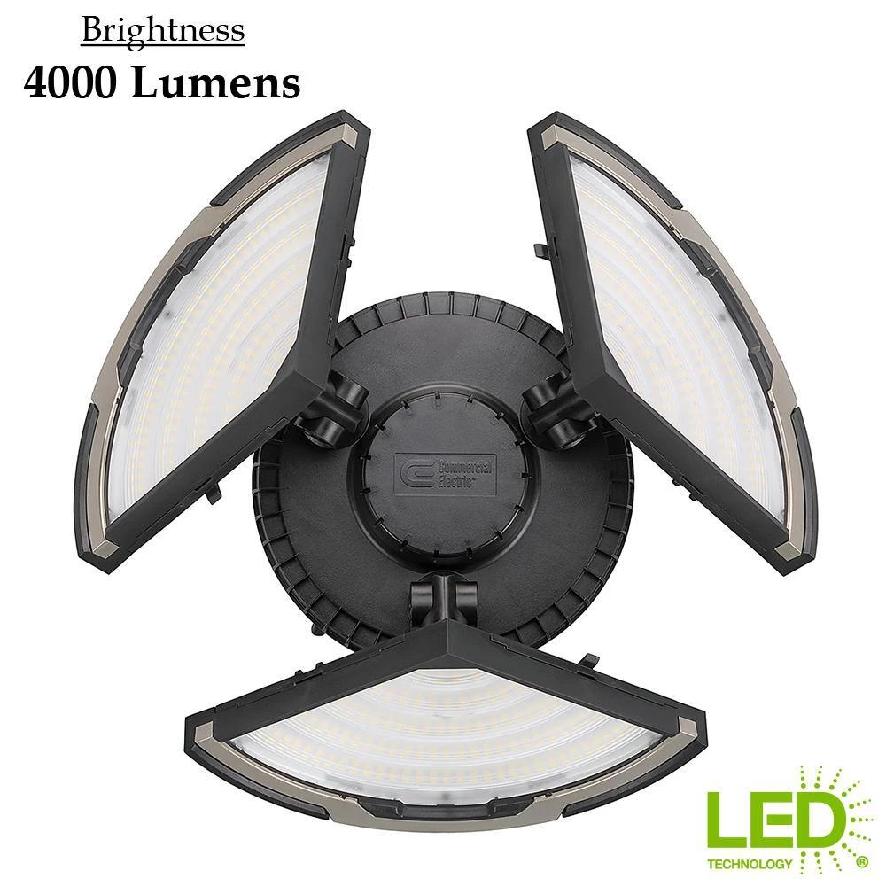 Spin Light 10 in. High Output 4000 Lumens Black LED Flush Mount Ceiling Light with 3 Adjustable Heads 5000K (4-Pack) by Commercial Electric 5 Spin Light 10 in. High Output 4000 Lumens Black LED Flush Mount Ceiling Light with 3 Adjustable Heads 5000K (4-Pack) by Commercial Electric - Image 3