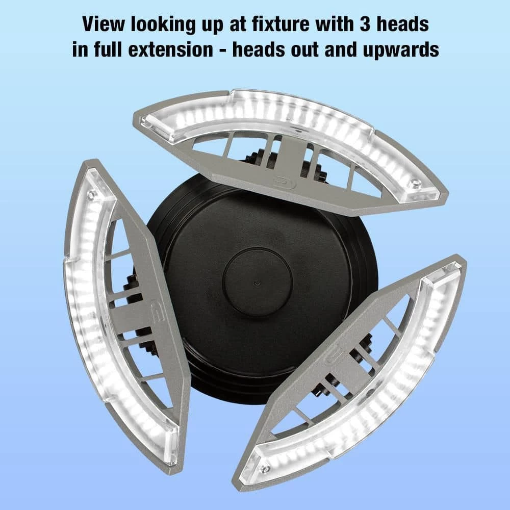 7 in. Spin Light 3 Adjustable Heads 3500 Lumens LED Flush Mount Garage Light and Basement - Screws into Lampholder by Commercial Electric 7 7 in. Spin Light 3 Adjustable Heads 3500 Lumens LED Flush Mount Garage Light and Basement - Screws into Lampholder by Commercial Electric - Image 5