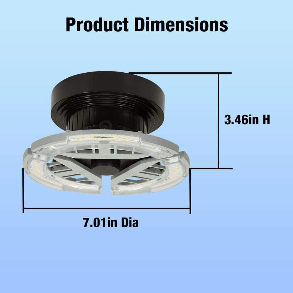 7 in. Spin Light 3 Adjustable Heads 3500 Lumens LED Flush Mount Garage Light and Basement - Screws into Lampholder by Commercial Electric 9 7 in. Spin Light 3 Adjustable Heads 3500 Lumens LED Flush Mount Garage Light and Basement - Screws into Lampholder by Commercial Electric - Image 7