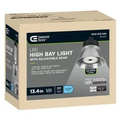 13.4 in. Round 400W Equivalent Integrated LED Brushed Nickel High Bay Light w/ Adjustable Beam 22,000 Lumen (8-Pack) by Commercial Electric -OCTO LIGHTS Shop black commercial electric high bay lights 502501610 8pk c3 1000