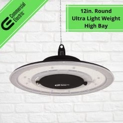 12 in. Round 500-Watt Equivalent 12,000 Lumens Ultra Lightweight Black Integrated LED High Bay Light (4-Pack) by Commercial Electric -OCTO LIGHTS Shop black commercial electric high bay lights 502511610 4pk a0 1000
