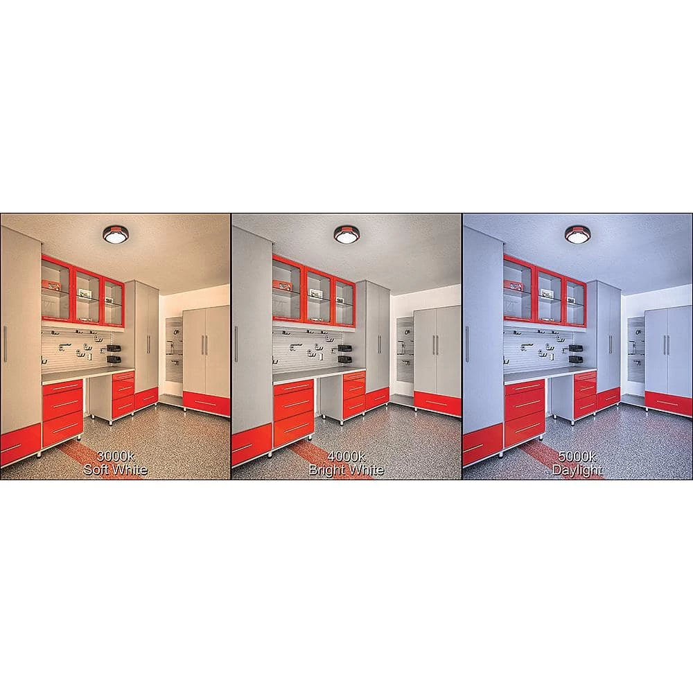 Spin Light 9 in. Heavy Duty Black Red Selectable LED Flush Mount Ceiling Light 1100 Lumens 3000K 4000K 5000K by Commercial Electric 9 Spin Light 9 in. Heavy Duty Black Red Selectable LED Flush Mount Ceiling Light 1100 Lumens 3000K 4000K 5000K by Commercial Electric - Image 7