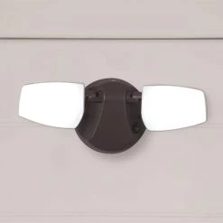 Variable CCT 2000 Lumens Twin Head Bronze Outdoor Integrated LED Floodlight with Integrated Photocontrol by Commercial Electric -OCTO LIGHTS Shop bronze commercial electric flood lights ft28vcibce c3 1000