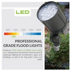 12W Line Voltage Bronze Integrated Outdoor LED Bullet Flood Light and Adjustable Mounting Bracket for Landscape Lighting by Commercial Electric -OCTO LIGHTS Shop bronze commercial electric landscape flood lights cev5blf12brz 1d 1000