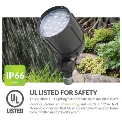 12W Line Voltage Bronze Integrated Outdoor LED Bullet Flood Light and Adjustable Mounting Bracket for Landscape Lighting by Commercial Electric -OCTO LIGHTS Shop bronze commercial electric landscape flood lights cev5blf12brz 77 1000