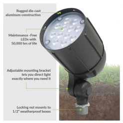 12W Line Voltage Bronze Integrated Outdoor LED Bullet Flood Light and Adjustable Mounting Bracket for Landscape Lighting by Commercial Electric -OCTO LIGHTS Shop bronze commercial electric landscape flood lights cev5blf12brz c3 1000