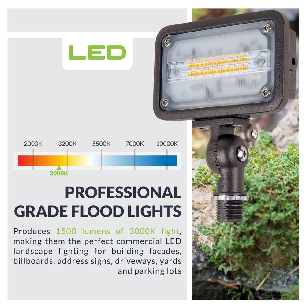 16W Bronze Integrated Outdoor LED Weatherproof Wall Wash Light and Adjustable Mounting Bracket for Landscape Lighting by Commercial Electric 7 16W Bronze Integrated Outdoor LED Weatherproof Wall Wash Light and Adjustable Mounting Bracket for Landscape Lighting by Commercial Electric - Image 5