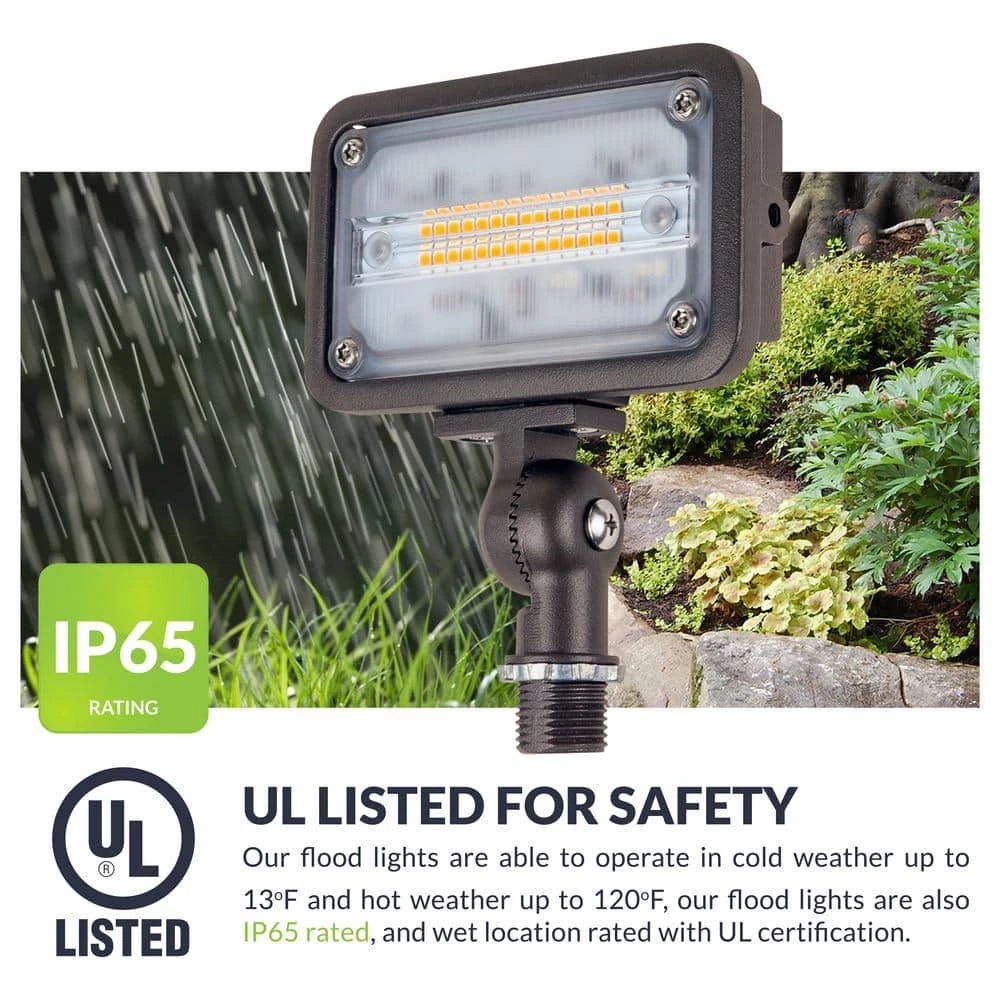 16W Bronze Integrated Outdoor LED Weatherproof Wall Wash Light and Adjustable Mounting Bracket for Landscape Lighting by Commercial Electric 8 16W Bronze Integrated Outdoor LED Weatherproof Wall Wash Light and Adjustable Mounting Bracket for Landscape Lighting by Commercial Electric - Image 6