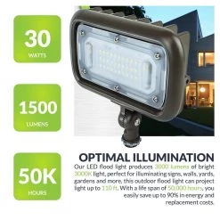 30W Line Voltage Bronze Integrated Outdoor LED Wall Wash Light with Adjustable Mounting Bracket for Landscape Lighting by Commercial Electric 14 30W Line Voltage Bronze Integrated Outdoor LED Wall Wash Light with Adjustable Mounting Bracket for Landscape Lighting by Commercial Electric -OCTO LIGHTS Shop bronze commercial electric landscape flood lights ceww30brz a0 1000