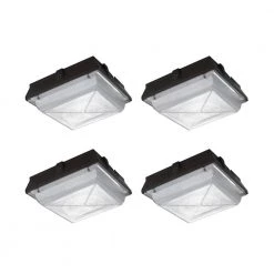 Helios 150-Watt Equivalent Integrated LED Dark Bronze Outdoor Security Canopy and Area Light with 2200 Lumens (4-Pack) by Commercial Electric