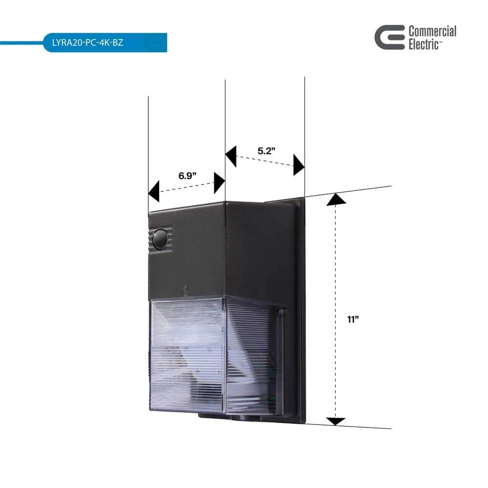 150-Watt Equivalent Integrated Outdoor LED Wall Pack, 2500 Lumens, Dusk to Dawn Outdoor Security Light (2-Pack) by Commercial Electric 5 150-Watt Equivalent Integrated Outdoor LED Wall Pack, 2500 Lumens, Dusk to Dawn Outdoor Security Light (2-Pack) by Commercial Electric - Image 3