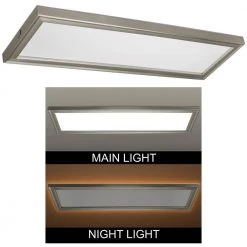 48 in. x 15 in. Low Profile Brushed Nickel Color Selectable LED Flush Mount Ceiling Light w/Night Light Feature by Commercial Electric