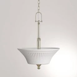 Creekford 3-Light Brushed Nickel Pendant with Frosted Glass Shade by Commercial Electric -OCTO LIGHTS Shop brushed nickel commercial electric chandeliers hon8913a 1f 1000