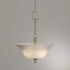 Creekford 3-Light Brushed Nickel Pendant with Frosted Glass Shade by Commercial Electric -OCTO LIGHTS Shop brushed nickel commercial electric chandeliers hon8913a 4f 1000