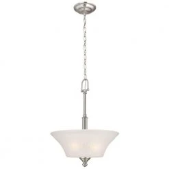 Creekford 3-Light Brushed Nickel Pendant with Frosted Glass Shade by Commercial Electric
