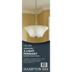 Creekford 3-Light Brushed Nickel Pendant with Frosted Glass Shade by Commercial Electric -OCTO LIGHTS Shop brushed nickel commercial electric chandeliers hon8913a d4 1000