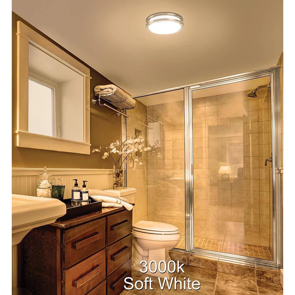 11 in. Orbit Round Brushed Nickel Color Selectable LED Flush Mount Ceiling Light 1000 Lumens Dimmable by Commercial Electric 11 11 in. Orbit Round Brushed Nickel Color Selectable LED Flush Mount Ceiling Light 1000 Lumens Dimmable by Commercial Electric - Image 9