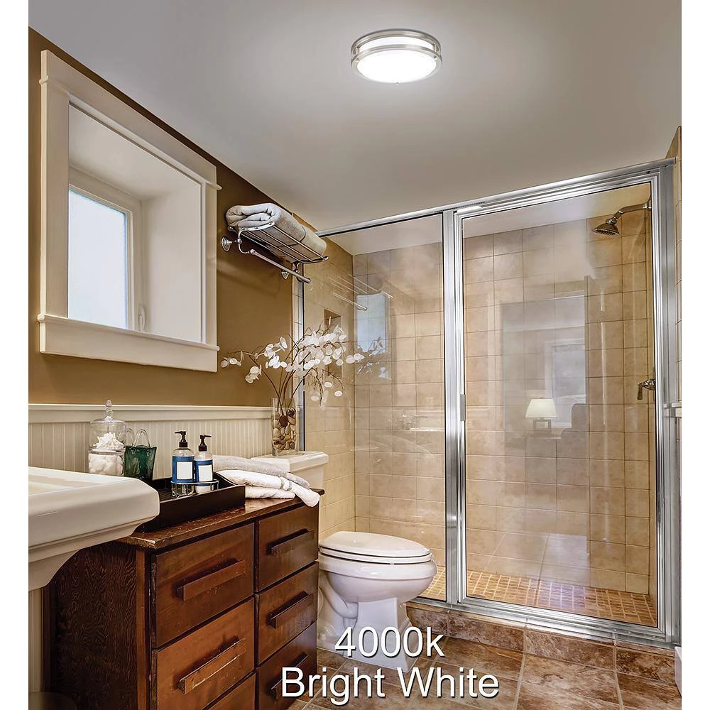 11 in. Orbit Round Brushed Nickel Color Selectable LED Flush Mount Ceiling Light 1000 Lumens Dimmable by Commercial Electric 12 11 in. Orbit Round Brushed Nickel Color Selectable LED Flush Mount Ceiling Light 1000 Lumens Dimmable by Commercial Electric - Image 10