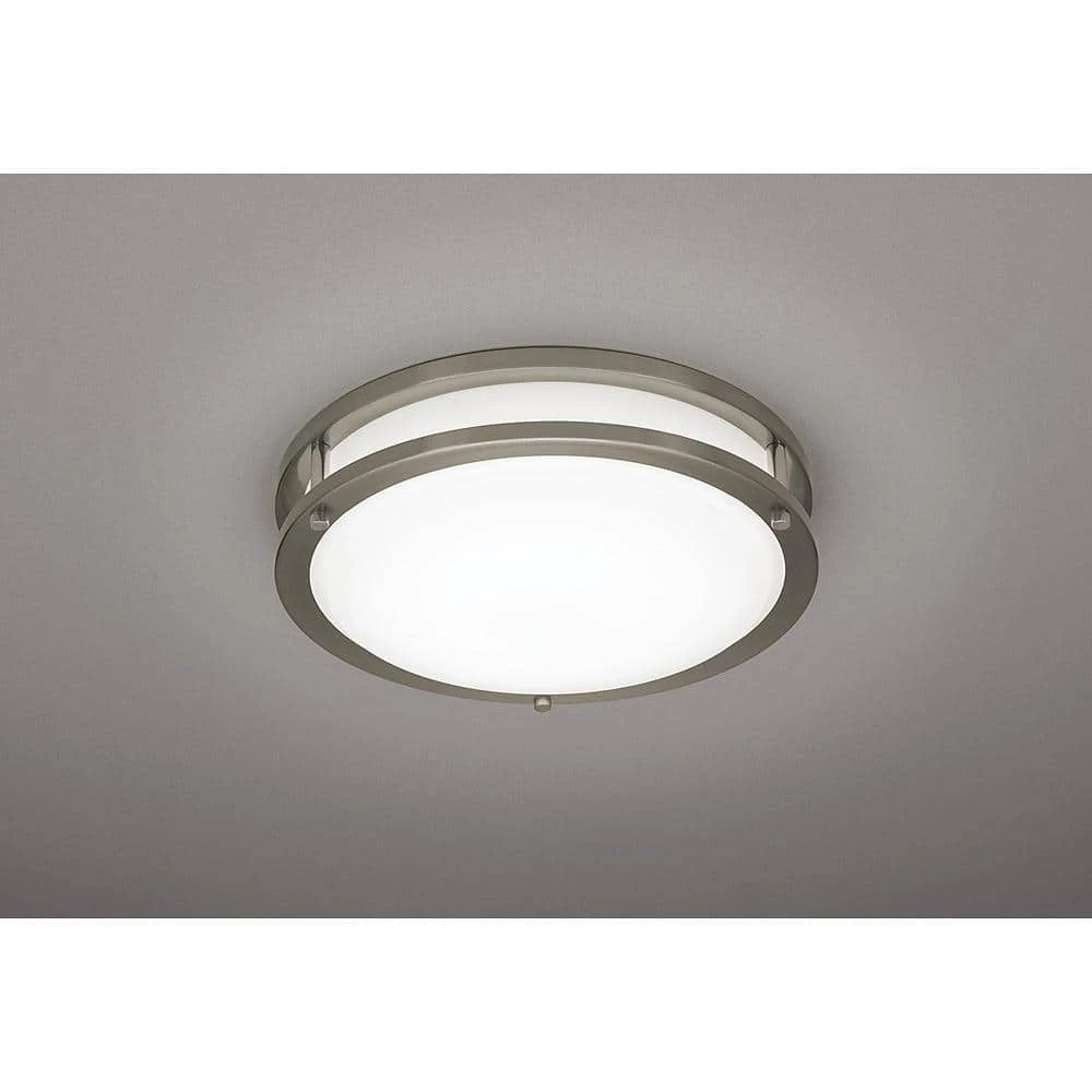 11 in. Orbit Round Brushed Nickel Color Selectable LED Flush Mount Ceiling Light 1000 Lumens Dimmable by Commercial Electric 6 11 in. Orbit Round Brushed Nickel Color Selectable LED Flush Mount Ceiling Light 1000 Lumens Dimmable by Commercial Electric - Image 4