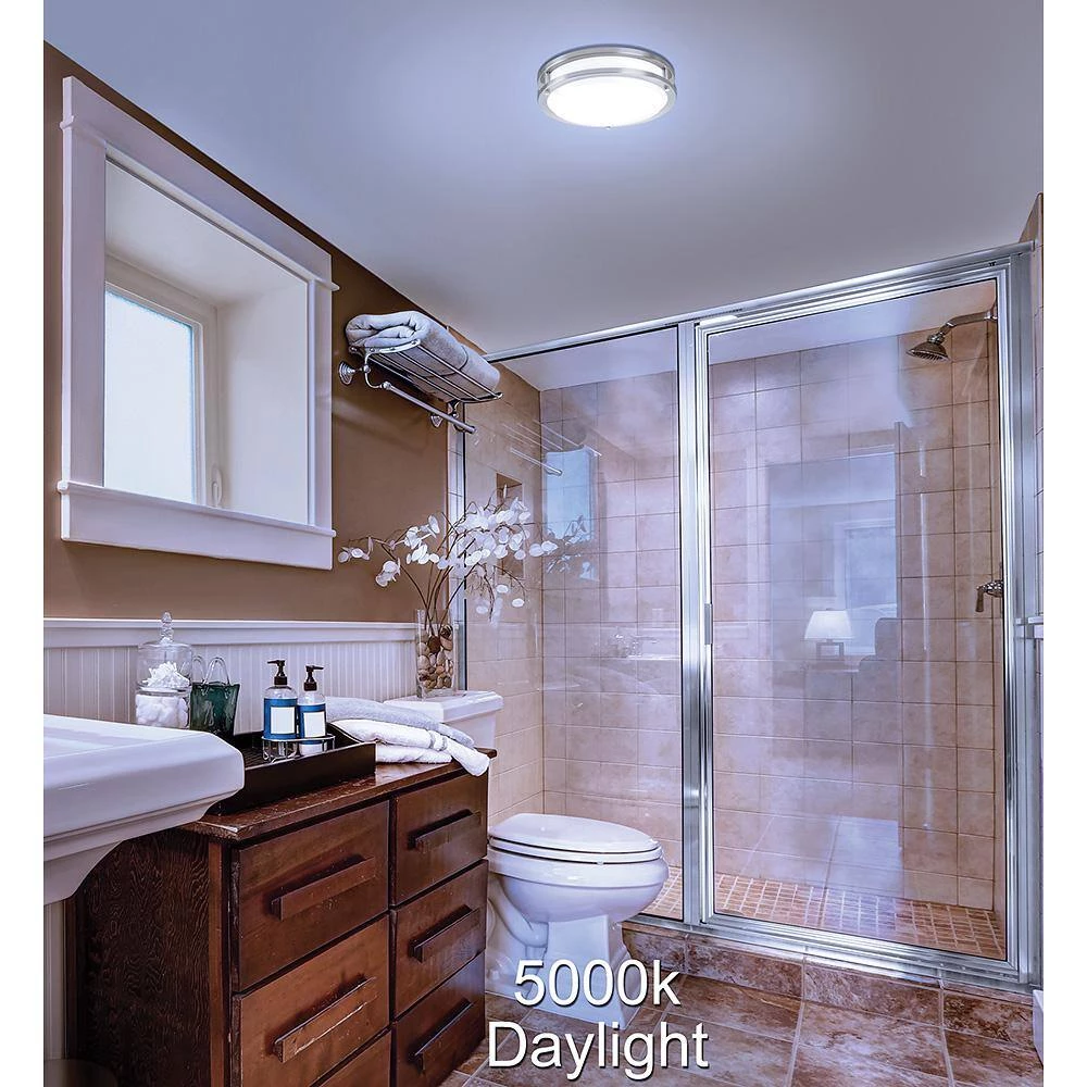 11 in. Orbit Round Brushed Nickel Color Selectable LED Flush Mount Ceiling Light 1000 Lumens Dimmable by Commercial Electric 13 11 in. Orbit Round Brushed Nickel Color Selectable LED Flush Mount Ceiling Light 1000 Lumens Dimmable by Commercial Electric - Image 11