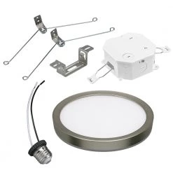 7.5 in. Brushed Nickel Selectable LED Flush Mount Flat Panel with Night Light Feature 800 Lumens 3 Mount Option (8-Pack) by Commercial Electric -OCTO LIGHTS Shop brushed nickel commercial electric flush mount lights 56568113 8pk 66 1000