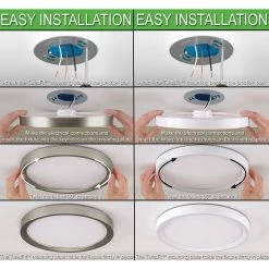 9 in. Color Selectable LED Flush Mount Ceiling Light w/ Night Light Optional White and Brushed Nickel Trim Rings by Commercial Electric -OCTO LIGHTS Shop brushed nickel commercial electric flush mount lights 56582191 a0 1000