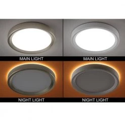 9 in. Color Selectable LED Flush Mount Ceiling Light w/ Night Light Optional White and Brushed Nickel Trim Rings by Commercial Electric -OCTO LIGHTS Shop brushed nickel commercial electric flush mount lights 56582191 c3 1000