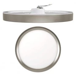 11 in. Color Selectable LED Flush Mount Ceiling Light w/ Night Light Optional White and Brushed Nickel Trim Rings by Commercial Electric -OCTO LIGHTS Shop brushed nickel commercial electric flush mount lights 56583191 44 1000