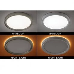 11 in. Color Selectable LED Flush Mount Ceiling Light w/ Night Light Optional White and Brushed Nickel Trim Rings by Commercial Electric -OCTO LIGHTS Shop brushed nickel commercial electric flush mount lights 56583191 c3 1000
