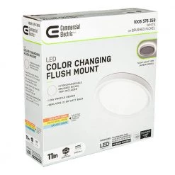 11 in. Color Selectable LED Flush Mount Ceiling Light w/ Night Light Optional White and Brushed Nickel Trim Rings by Commercial Electric -OCTO LIGHTS Shop brushed nickel commercial electric flush mount lights 56583191 fa 1000