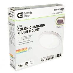 13 in. Color Selectable LED Flush Mount Ceiling Light w/ Night Light Optional White and Brushed Nickel Trim Rings by Commercial Electric -OCTO LIGHTS Shop brushed nickel commercial electric flush mount lights 56584191 fa 1000