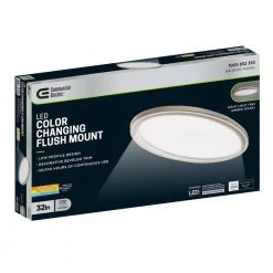 32 in. Low Profile Oval Brushed Nickel Color Selectable LED Flush Mount Ceiling Light w/ Night Light Feature by Commercial Electric -OCTO LIGHTS Shop brushed nickel commercial electric flush mount lights 56587113 fa 1000