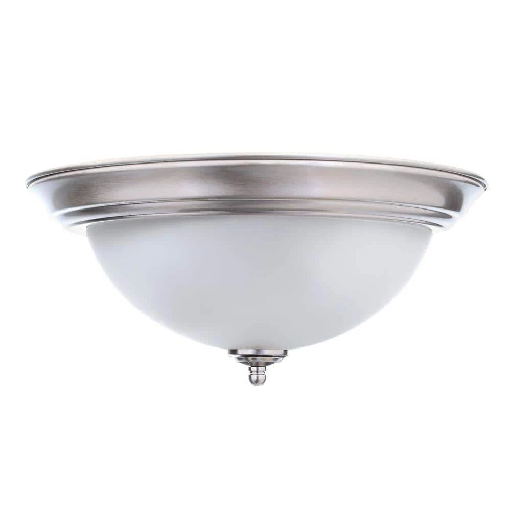 11 in. 1-Light Brushed Nickel Flush Mount with Frosted Glass Shade (2-Pack) by Commercial Electric 12 11 in. 1-Light Brushed Nickel Flush Mount with Frosted Glass Shade (2-Pack) by Commercial Electric - Image 10