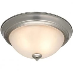 13 in. 2-Light Brushed Nickel Flush Mount with Frosted Glass Shade (2-Pack) by Commercial Electric -OCTO LIGHTS Shop brushed nickel commercial electric flush mount lights efg8012a bn 1d 1000