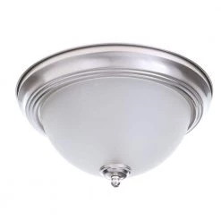 13 in. 2-Light Brushed Nickel Flush Mount with Frosted Glass Shade (2-Pack) by Commercial Electric -OCTO LIGHTS Shop brushed nickel commercial electric flush mount lights efg8012a bn 1f 1000