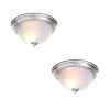 13 in. 2-Light Brushed Nickel Flush Mount with Frosted Glass Shade (2-Pack) by Commercial Electric -OCTO LIGHTS Shop brushed nickel commercial electric flush mount lights efg8012a bn 64 1000
