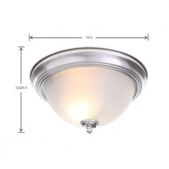 13 in. 2-Light Brushed Nickel Flush Mount with Frosted Glass Shade (2-Pack) by Commercial Electric -OCTO LIGHTS Shop brushed nickel commercial electric flush mount lights efg8012a bn a0 1000