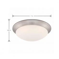 11 in. 120-Watt Equivalent Brushed Nickel 2700K CCT LED Ceiling Light Flush Mount with Frosted White Glass Shade by Commercial Electric -OCTO LIGHTS Shop brushed nickel commercial electric flush mount lights hb1022c 35 1d 1000