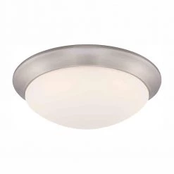11 in. 120-Watt Equivalent Brushed Nickel 2700K CCT LED Ceiling Light Flush Mount with Frosted White Glass Shade by Commercial Electric