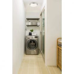 11 in. 120-Watt Equivalent Brushed Nickel 2700K CCT LED Ceiling Light Flush Mount with Frosted White Glass Shade by Commercial Electric -OCTO LIGHTS Shop brushed nickel commercial electric flush mount lights hb1022c 35 77 1000