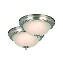 11 in. 100-Watt Equivalent Brushed Nickel Integrated LED Flush Mount with Frosted Glass Shade (2-Pack) by Commercial Electric -OCTO LIGHTS Shop brushed nickel commercial electric flush mount lights hqv8011l bn 1f 1000