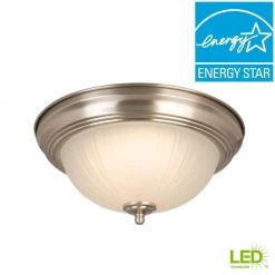 11 in. 100-Watt Equivalent Brushed Nickel Integrated LED Flush Mount with Frosted Glass Shade (2-Pack) by Commercial Electric -OCTO LIGHTS Shop brushed nickel commercial electric flush mount lights hqv8011l bn 76 1000