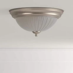 11 in. 100-Watt Equivalent Brushed Nickel Integrated LED Flush Mount with Frosted Glass Shade (2-Pack) by Commercial Electric -OCTO LIGHTS Shop brushed nickel commercial electric flush mount lights hqv8011l bn c3 1000