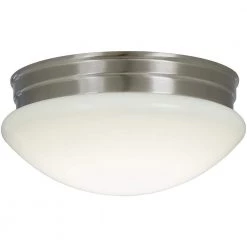 9 in. 120-Watt Equivalent Brushed Nickel Integrated LED Mushroom Flush Mount with White Acrylic Shade by Commercial Electric 18 9 in. 120-Watt Equivalent Brushed Nickel Integrated LED Mushroom Flush Mount with White Acrylic Shade by Commercial Electric -OCTO LIGHTS Shop brushed nickel commercial electric flush mount lights ipf3011l bn 1d 1000