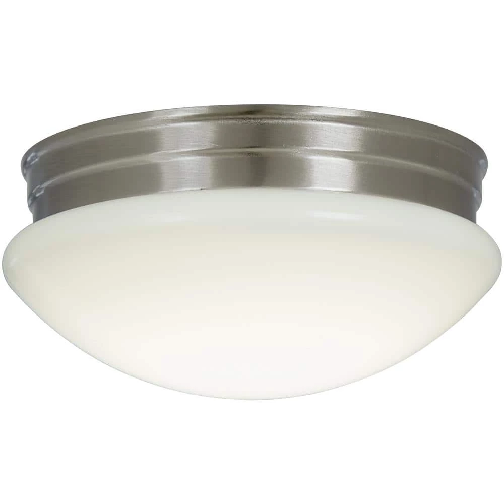 9 in. 120-Watt Equivalent Brushed Nickel Integrated LED Mushroom Flush Mount with White Acrylic Shade by Commercial Electric 7 9 in. 120-Watt Equivalent Brushed Nickel Integrated LED Mushroom Flush Mount with White Acrylic Shade by Commercial Electric - Image 5
