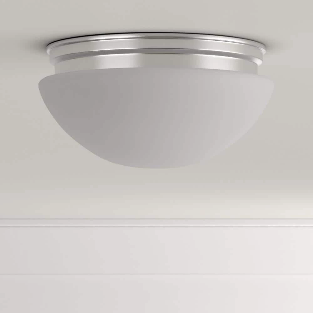 9 in. 120-Watt Equivalent Brushed Nickel Integrated LED Mushroom Flush Mount with White Acrylic Shade by Commercial Electric 5 9 in. 120-Watt Equivalent Brushed Nickel Integrated LED Mushroom Flush Mount with White Acrylic Shade by Commercial Electric - Image 3