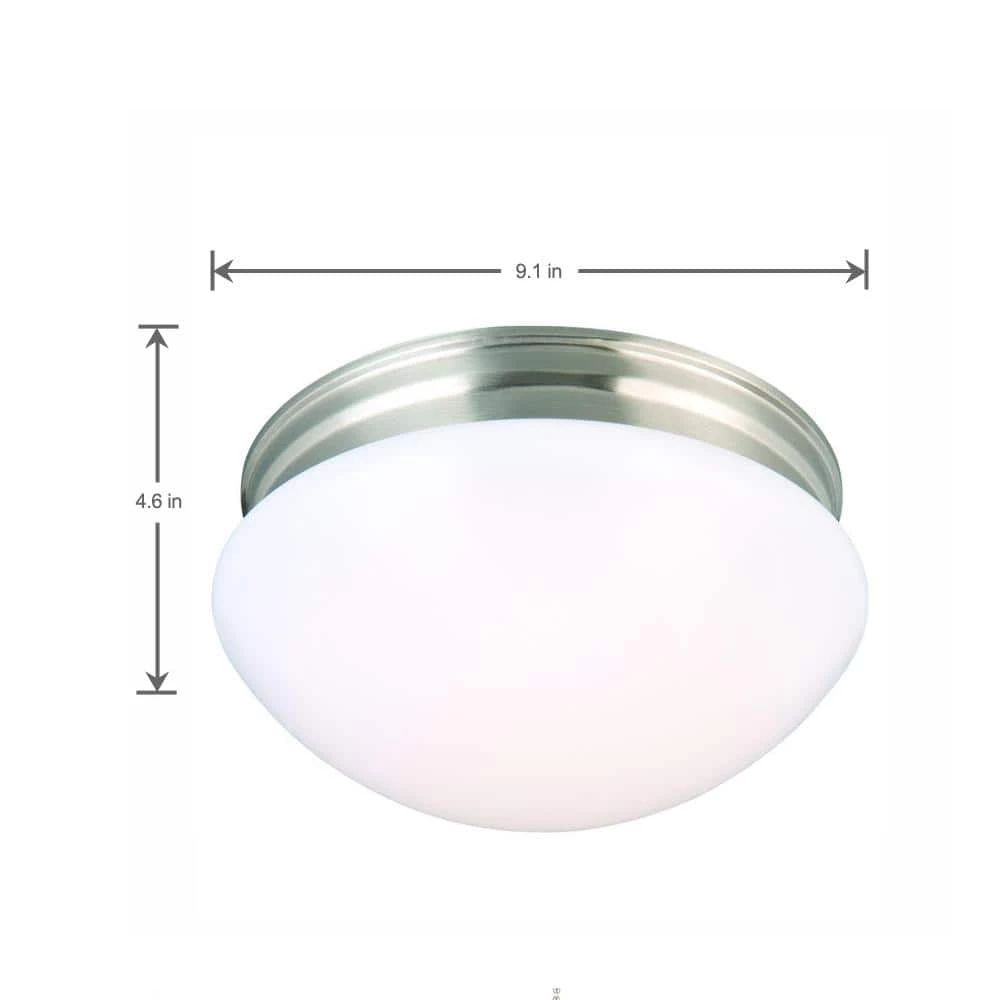 9 in. 120-Watt Equivalent Brushed Nickel Integrated LED Mushroom Flush Mount with White Acrylic Shade by Commercial Electric 8 9 in. 120-Watt Equivalent Brushed Nickel Integrated LED Mushroom Flush Mount with White Acrylic Shade by Commercial Electric - Image 6