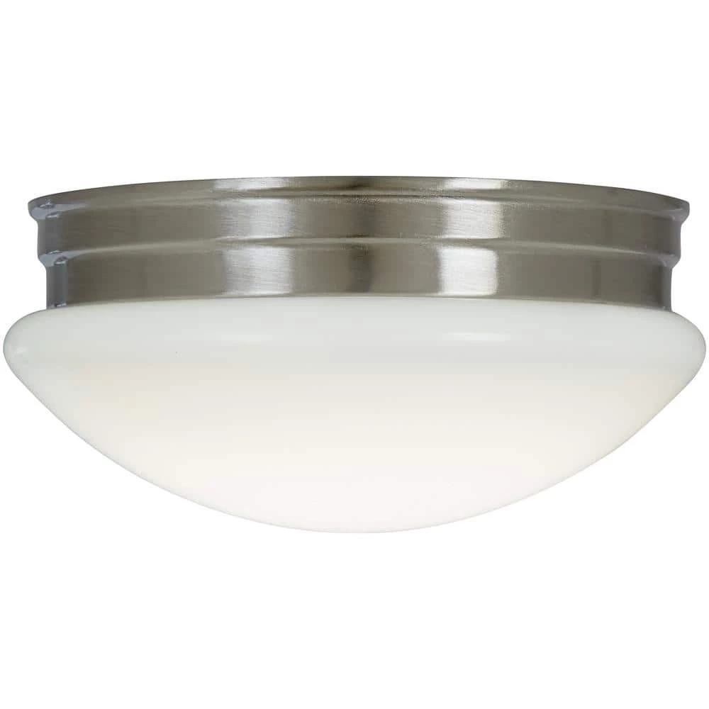 9 in. 120-Watt Equivalent Brushed Nickel Integrated LED Mushroom Flush Mount with White Acrylic Shade by Commercial Electric 6 9 in. 120-Watt Equivalent Brushed Nickel Integrated LED Mushroom Flush Mount with White Acrylic Shade by Commercial Electric - Image 4